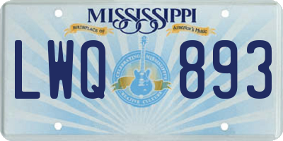 MS license plate LWQ893