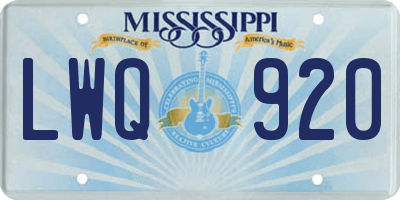 MS license plate LWQ920