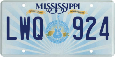 MS license plate LWQ924