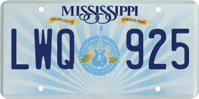 MS license plate LWQ925
