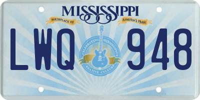 MS license plate LWQ948