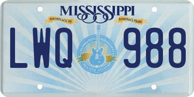 MS license plate LWQ988