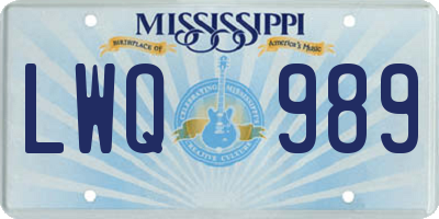 MS license plate LWQ989