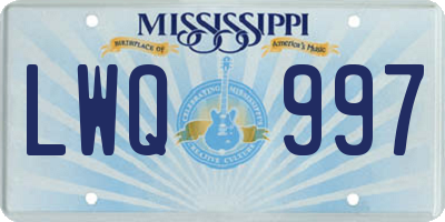MS license plate LWQ997