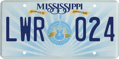 MS license plate LWR024