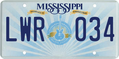 MS license plate LWR034