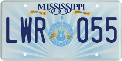 MS license plate LWR055