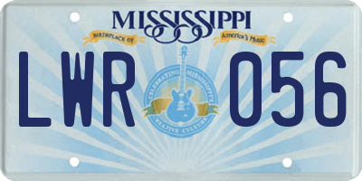MS license plate LWR056