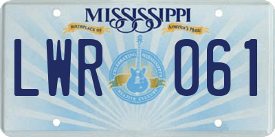 MS license plate LWR061