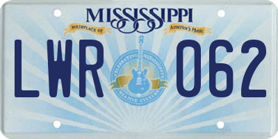 MS license plate LWR062