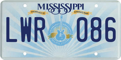 MS license plate LWR086