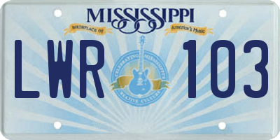 MS license plate LWR103
