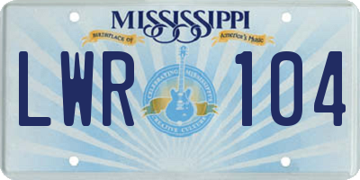 MS license plate LWR104