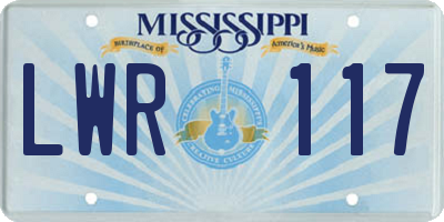 MS license plate LWR117