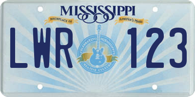 MS license plate LWR123