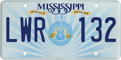 MS license plate LWR132
