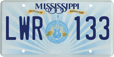 MS license plate LWR133