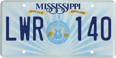 MS license plate LWR140