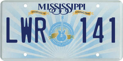 MS license plate LWR141