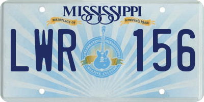 MS license plate LWR156