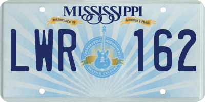 MS license plate LWR162