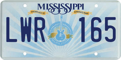 MS license plate LWR165