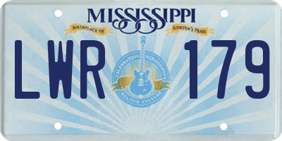 MS license plate LWR179