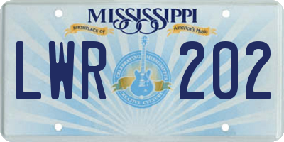 MS license plate LWR202