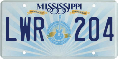 MS license plate LWR204