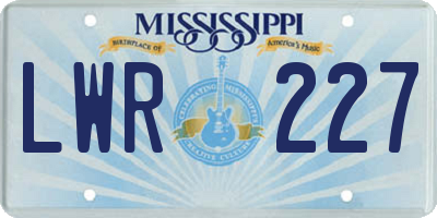 MS license plate LWR227