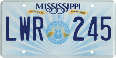 MS license plate LWR245