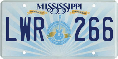 MS license plate LWR266