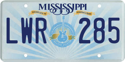 MS license plate LWR285