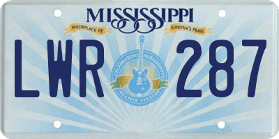 MS license plate LWR287