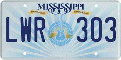 MS license plate LWR303