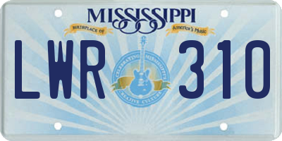 MS license plate LWR310