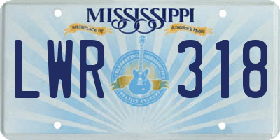 MS license plate LWR318