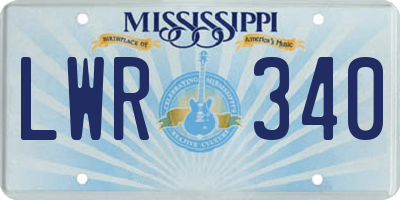 MS license plate LWR340