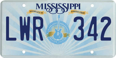 MS license plate LWR342