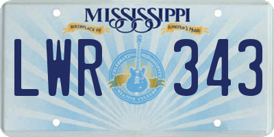 MS license plate LWR343