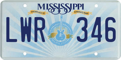 MS license plate LWR346