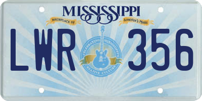 MS license plate LWR356