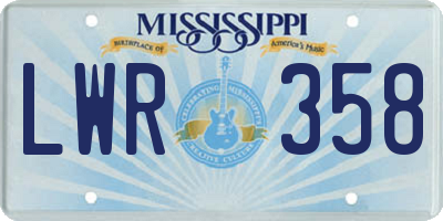 MS license plate LWR358
