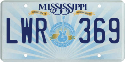 MS license plate LWR369