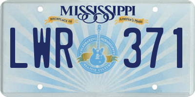 MS license plate LWR371