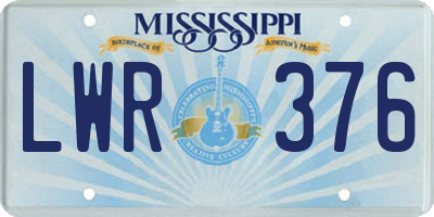 MS license plate LWR376