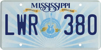 MS license plate LWR380