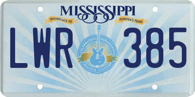 MS license plate LWR385