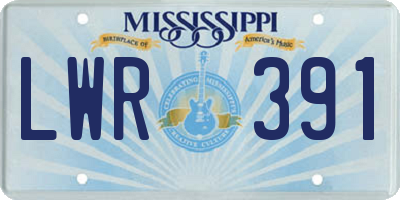 MS license plate LWR391