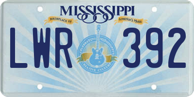 MS license plate LWR392